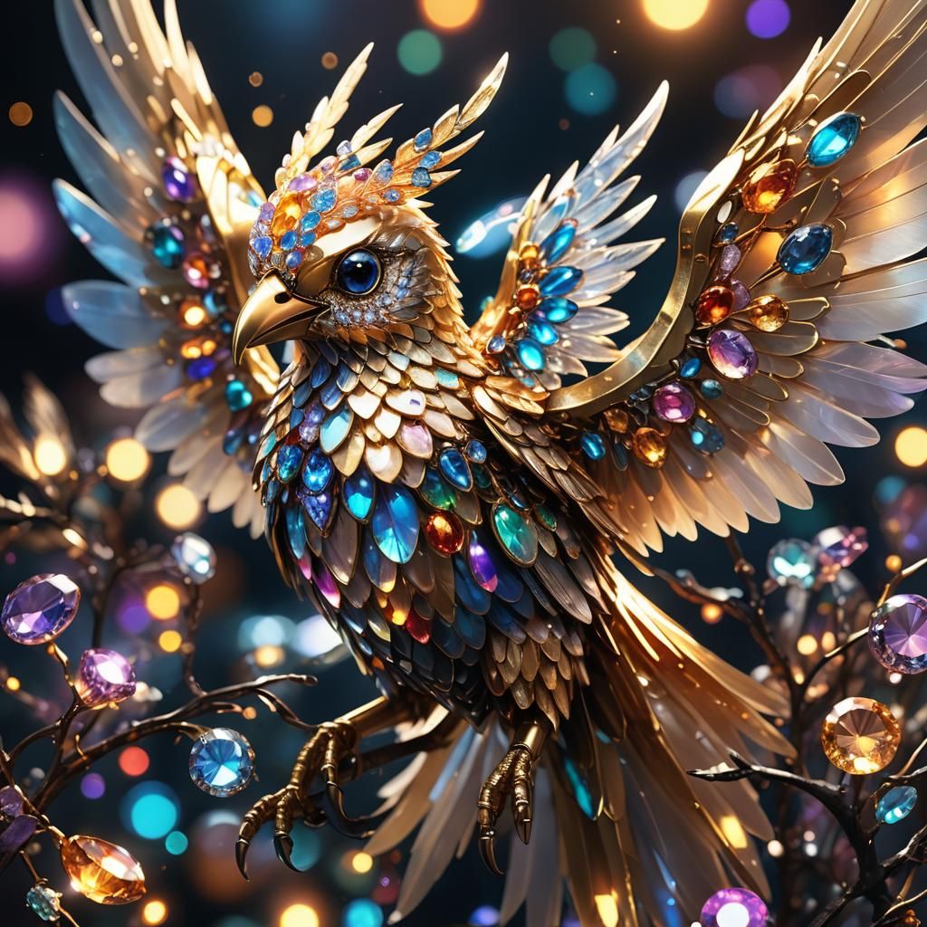 Jewel Bird in Dark Fantasy Anime Art