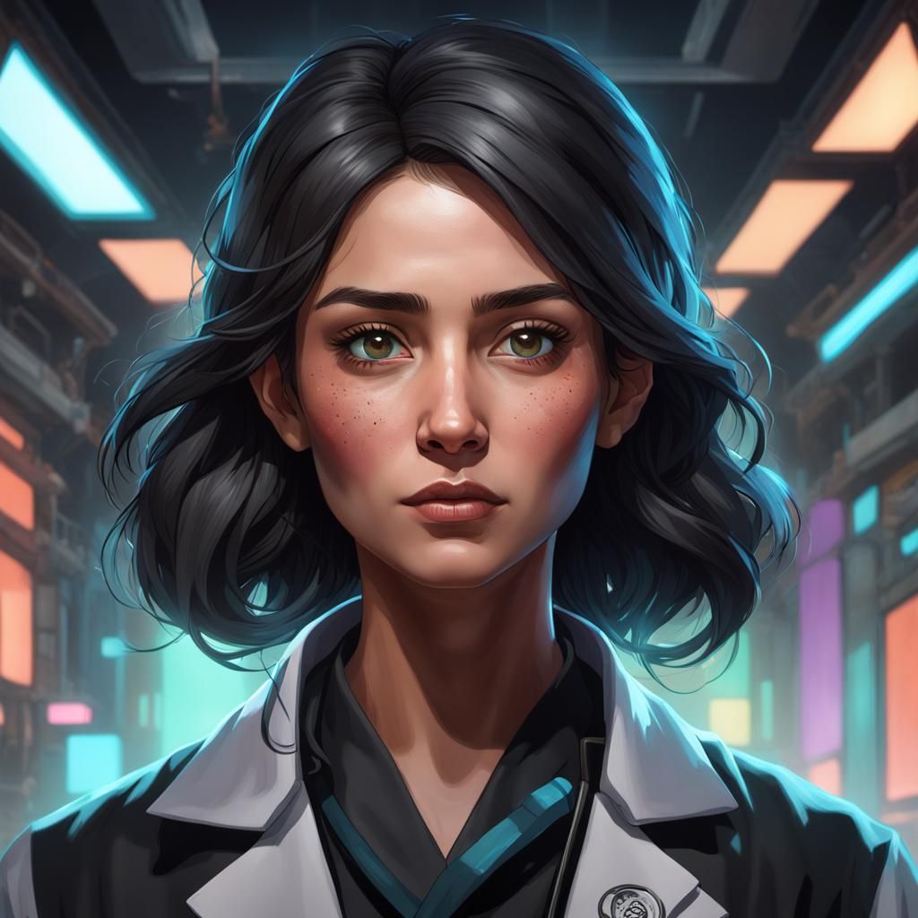 Mexican Scientist Portrait in Hyperdetailed Concept Art Styl...