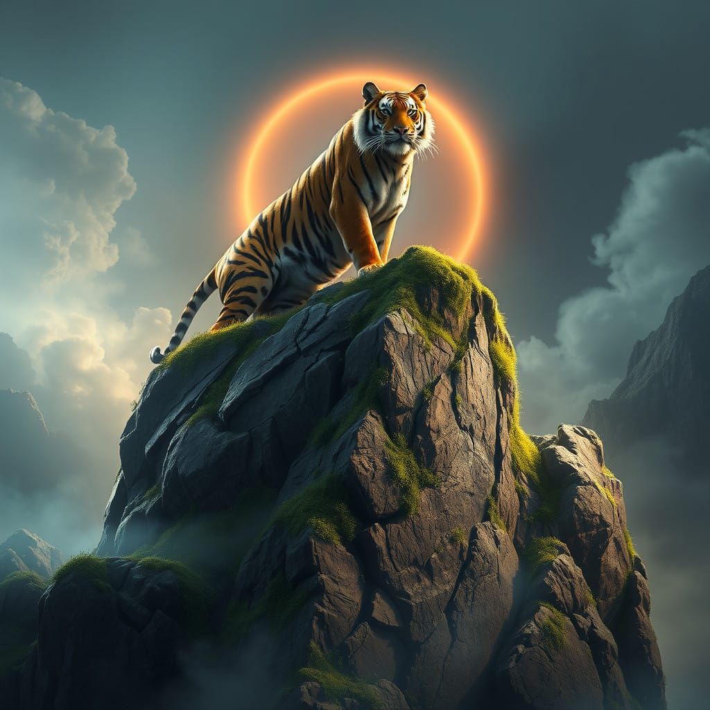 Majestic Tiger Amidst Ancient Rock Formation