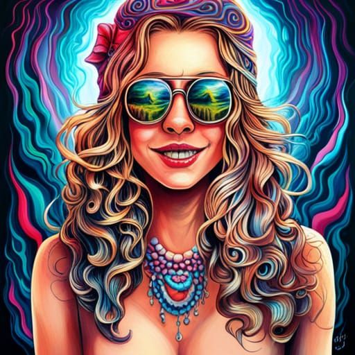 Psychedelic Girl Portrait in Graffiti Art Style