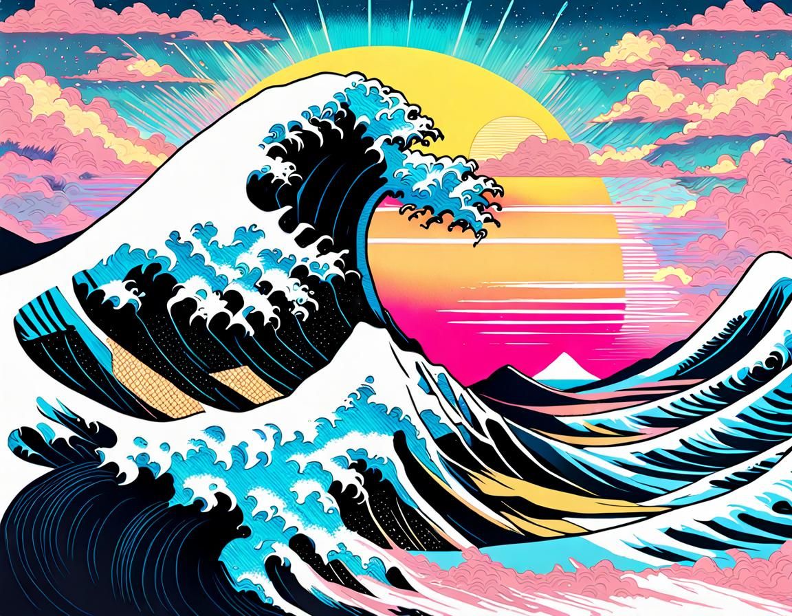 Vaporwave Hokusai