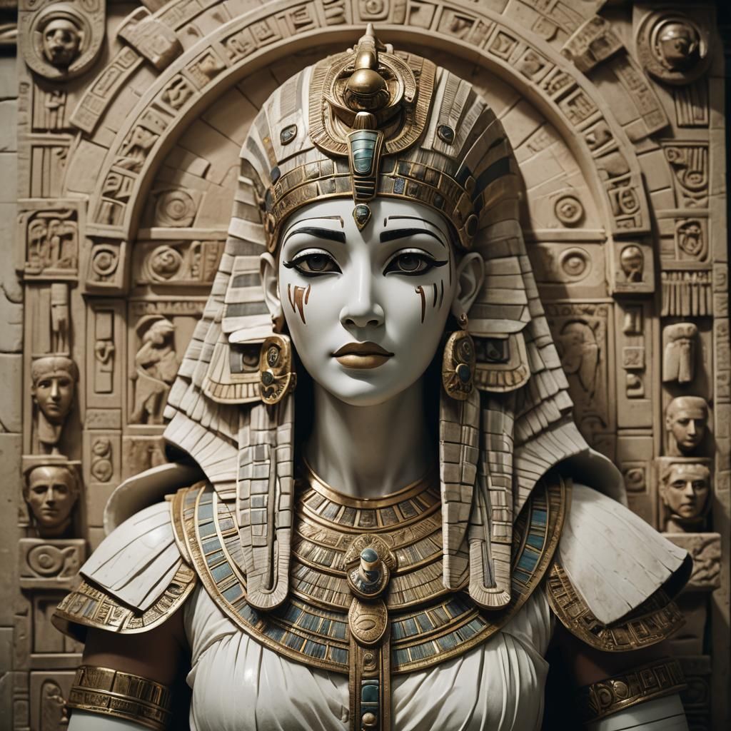 Detailed Ivory Cleopatra Mascaron: Cinematic Film Still