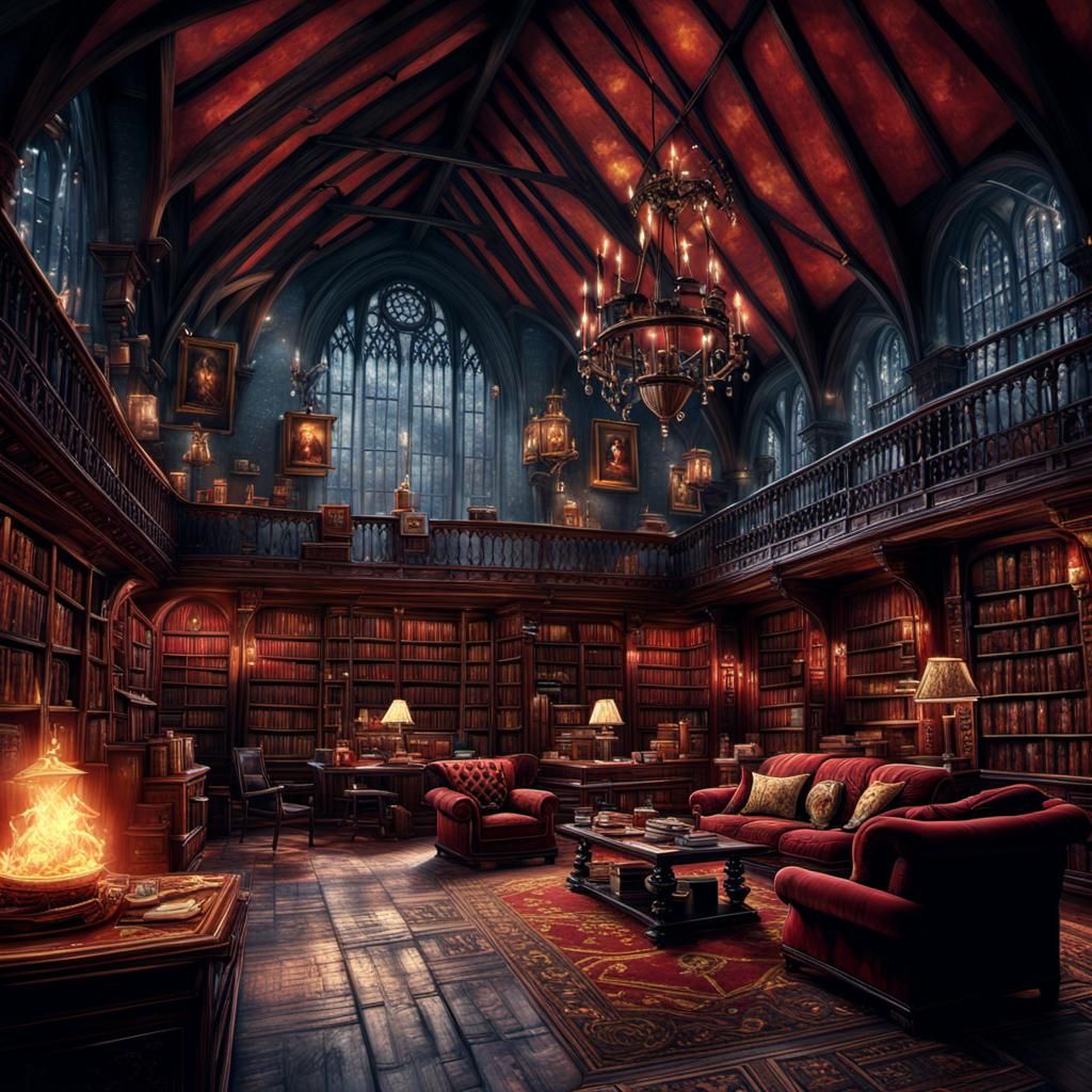 Detailed Gryffindor Common Room Digital Painting