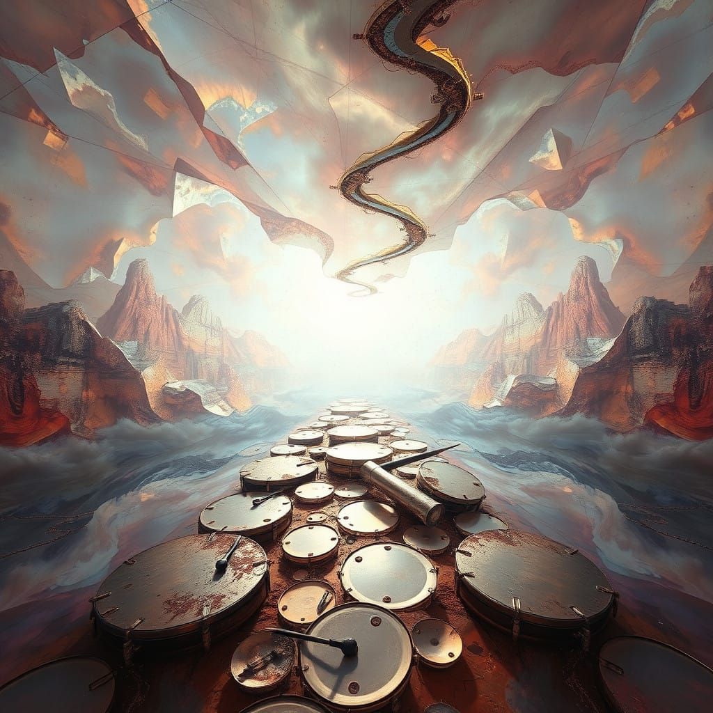 Dreamlike Tapestry of Pitch-Bent Percussion in Surreal Abstr...