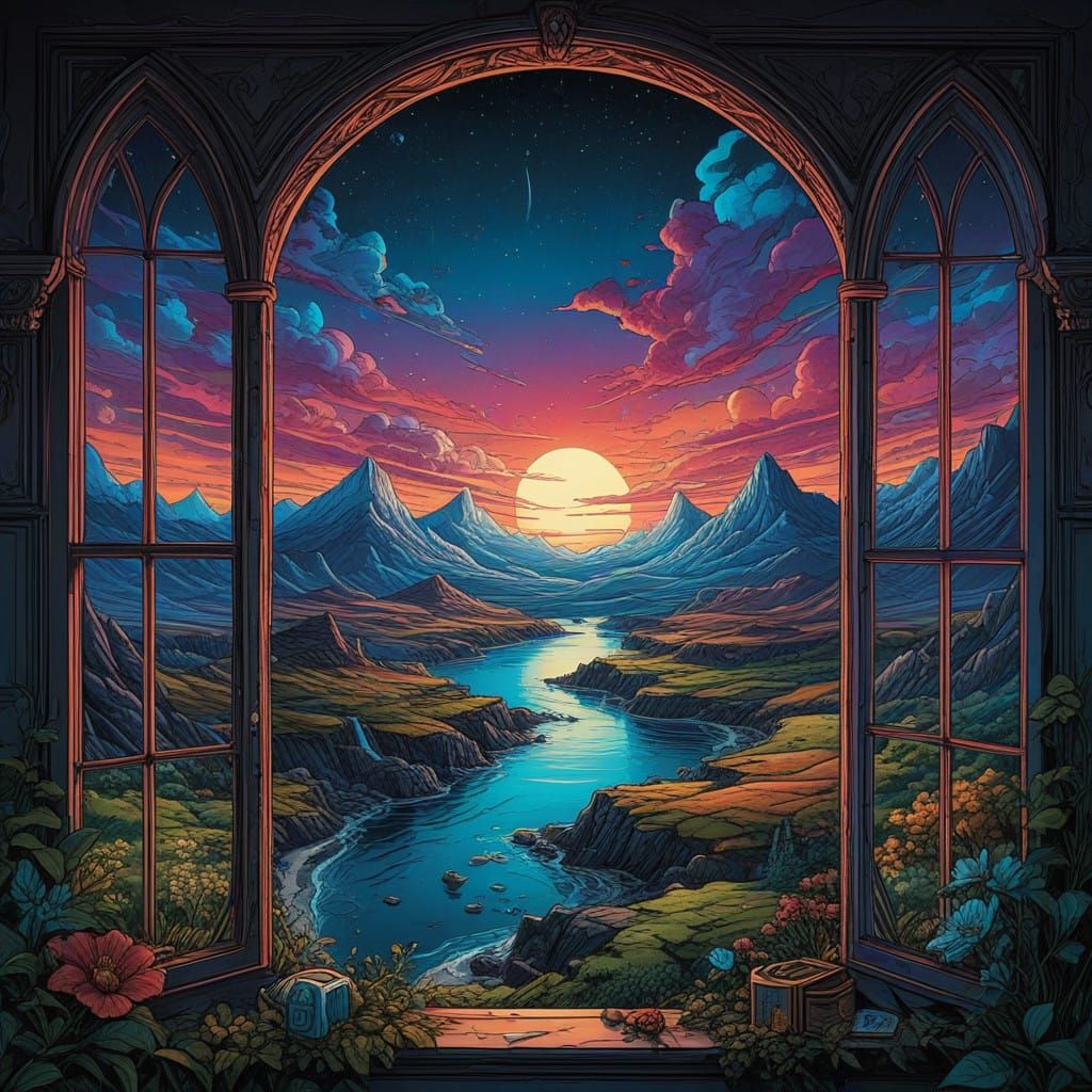 Windows to Fantastical Realms in Comic Book Art Style