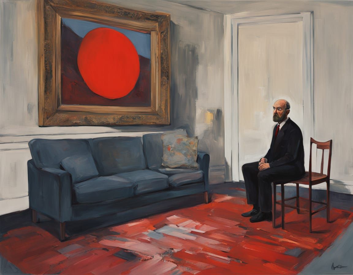 Blood Red Harvest Moon Oil Painting