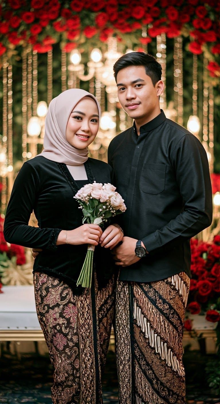 Korean Woman in Modern Hijab and Kebaya Portrait