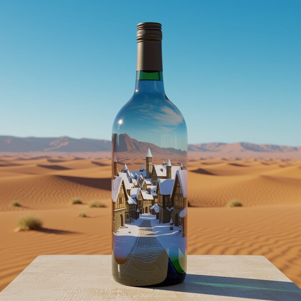 Double Exposure: Desert Bottle Reveals Winter Village