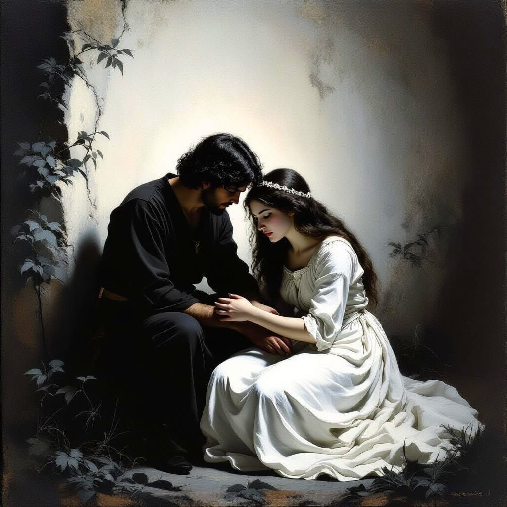 The Death of Ophelia in Dramatic Chiaroscuro