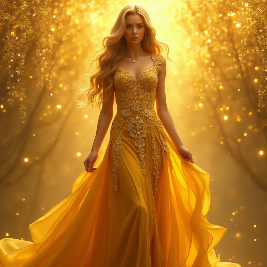 Golden Goddess in Elegant Pose
