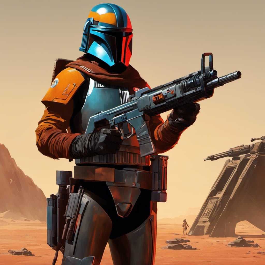 Dystopian Bounty Hunter in Sci-Fi Desert