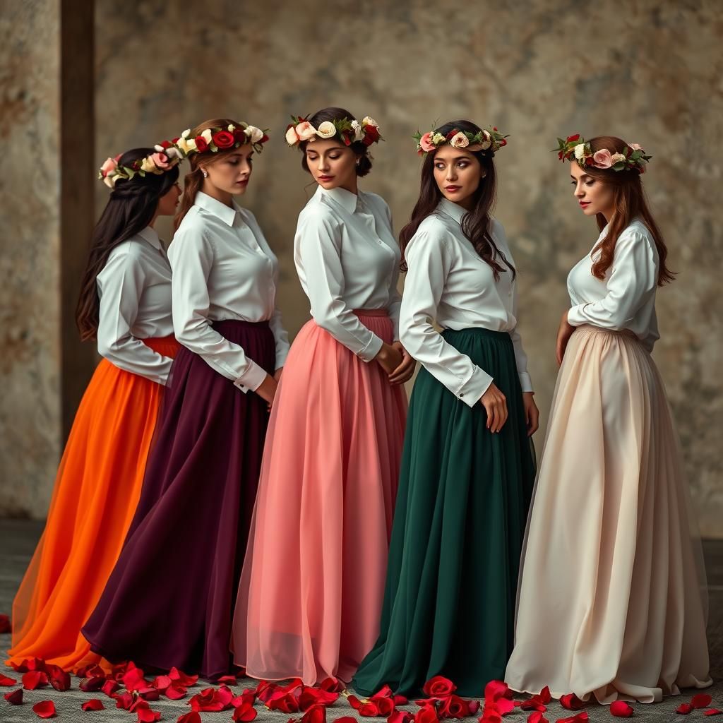 Elegant Women with Roses: Hyperrealistic Floral Photography