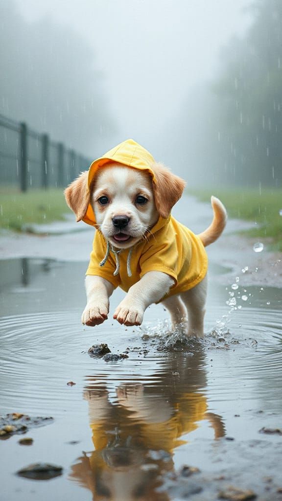 Puppy's Rainy Day Tail Chase: Children's Illustration