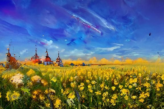 Ukrainian Sky Watercolor Art