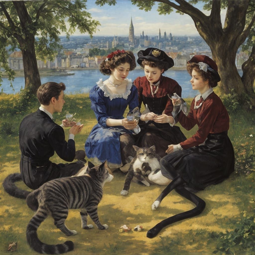 Cats' Amusing Pastimes with Young Vampire Companions