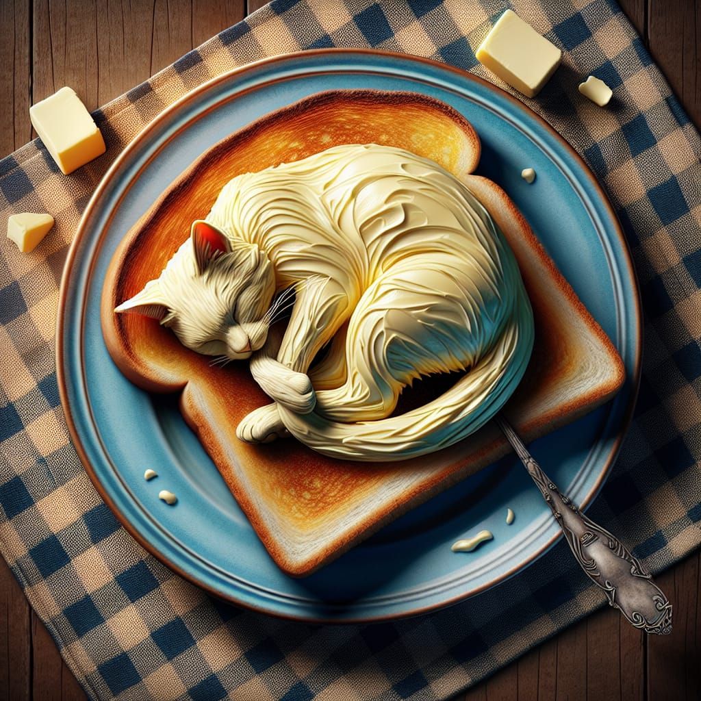 Hyperrealistic Butter Cat on Toast Concept Art