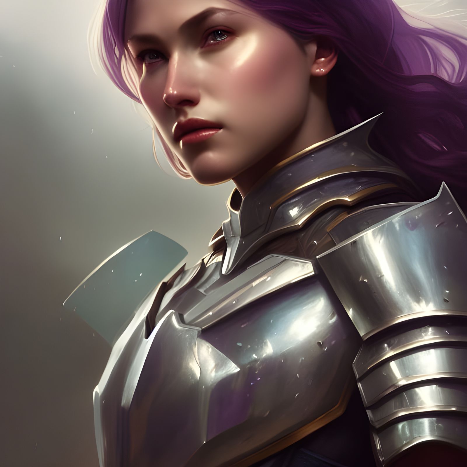 Amethyst Armored Female Knight Portrait in 8k