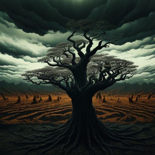 Dystopian Alien Landscape in Surreal Style