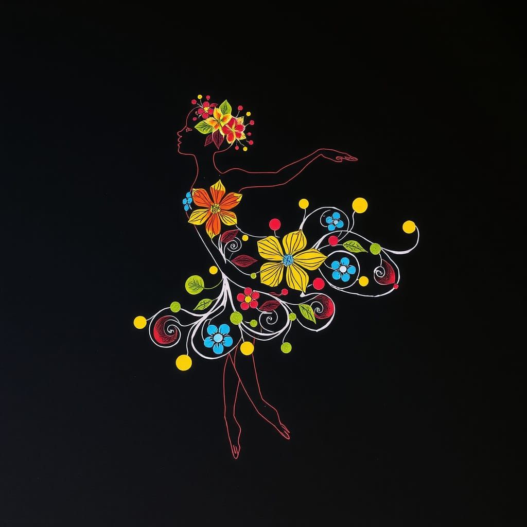 Organic Floral Fractal Silhouettes in Vibrant Colors