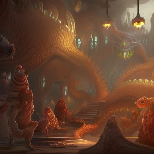 Monstrous Cafe Scene in Detailed Matte Painting