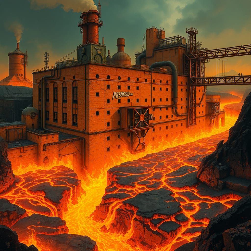 Dystopian Industrial Complex on Lava Flow