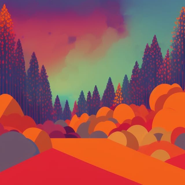 Synthwave Forest with Waterfalls in Digital Art