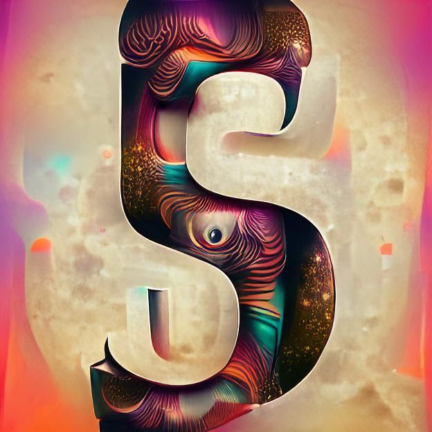 Elegant Letter S in Psychedelic Gothic Typography