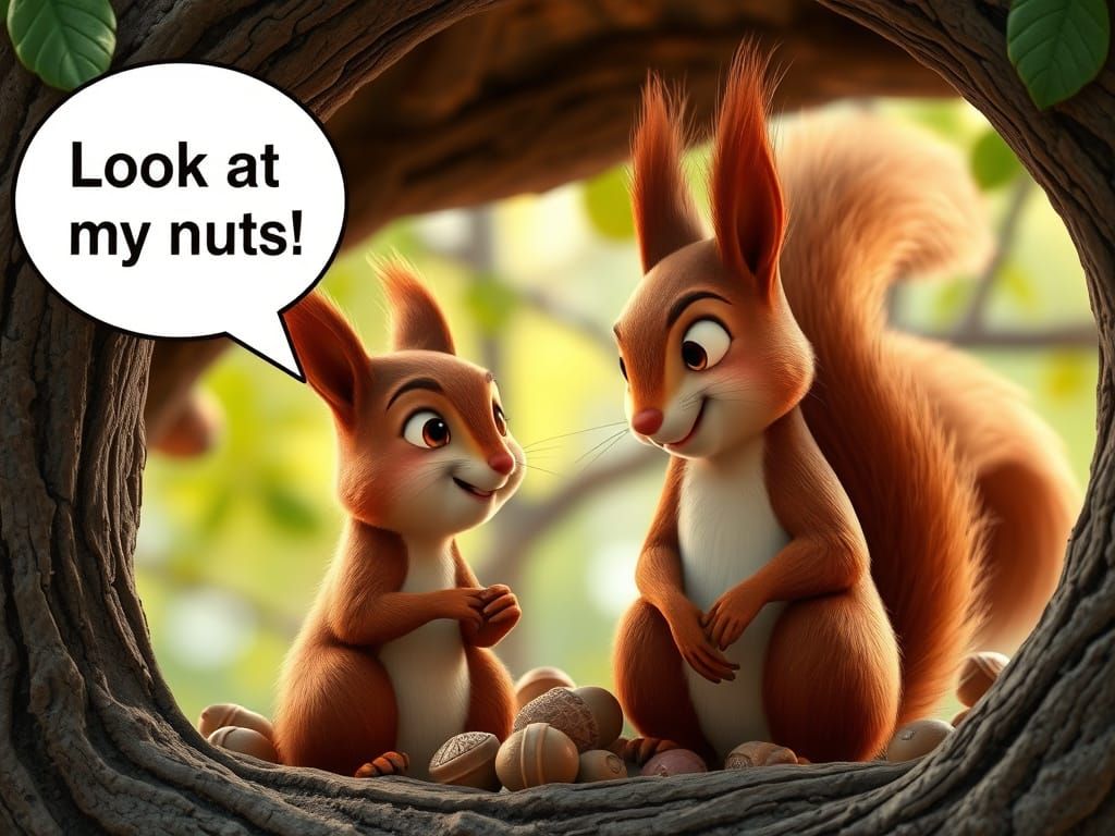 Squirrel Chat in Animated 3D Film Style