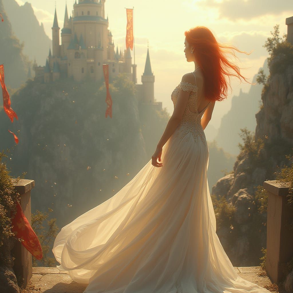 Ethereal Fantasy Princess Reigns Over a Radiant Floating Kin...