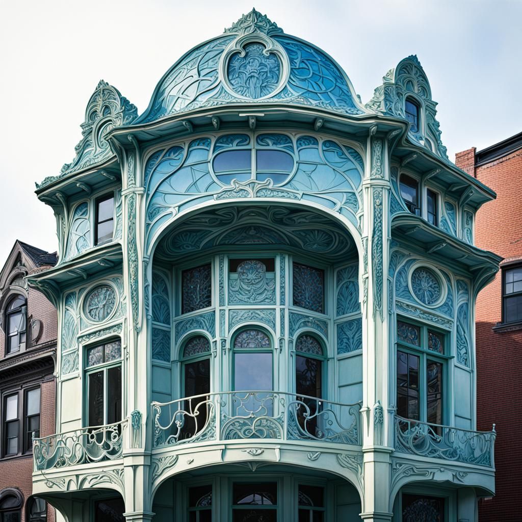 Art Nouveau Rococo Building in Digital Art Style