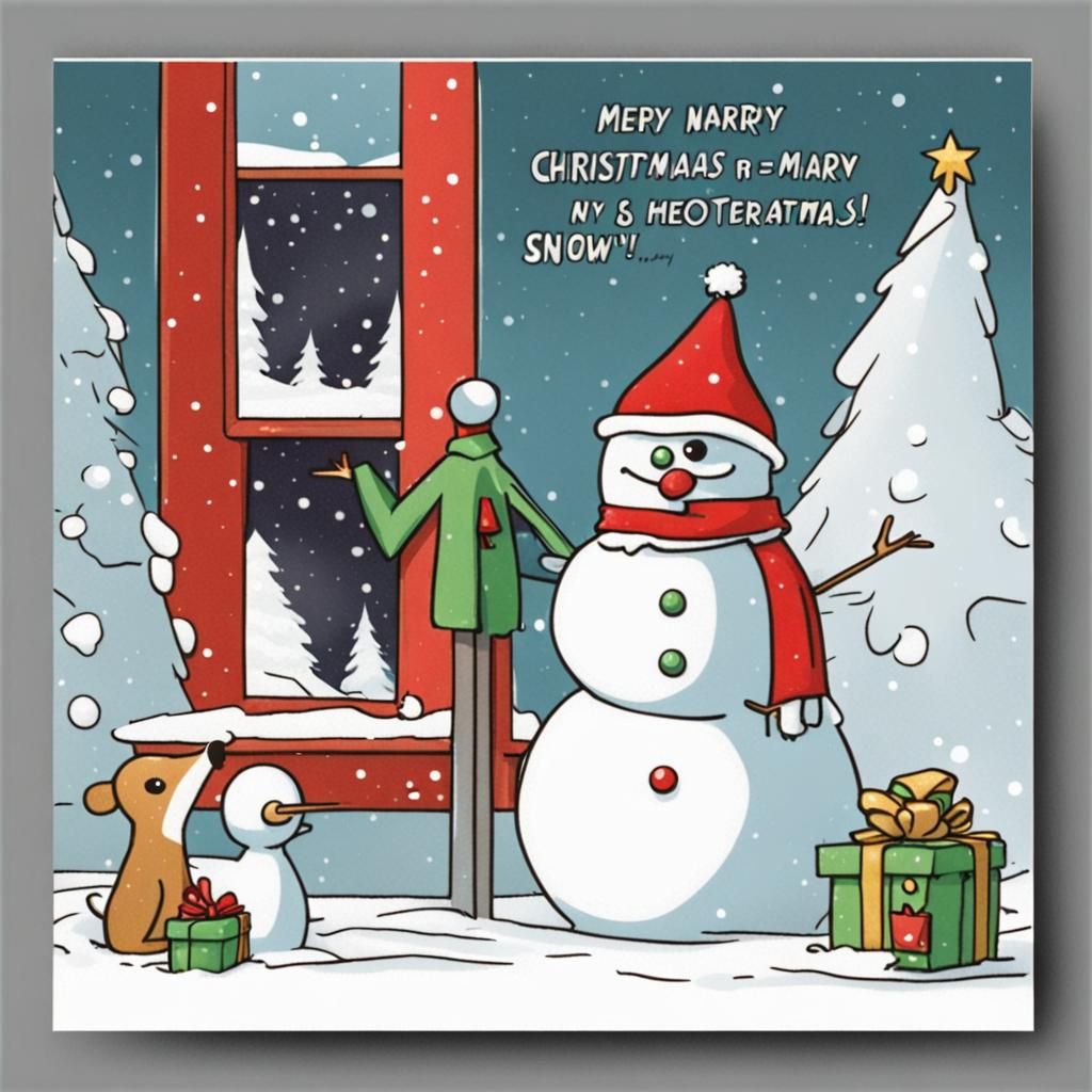 Funny Modern Cartoon Christmas Greeting Card