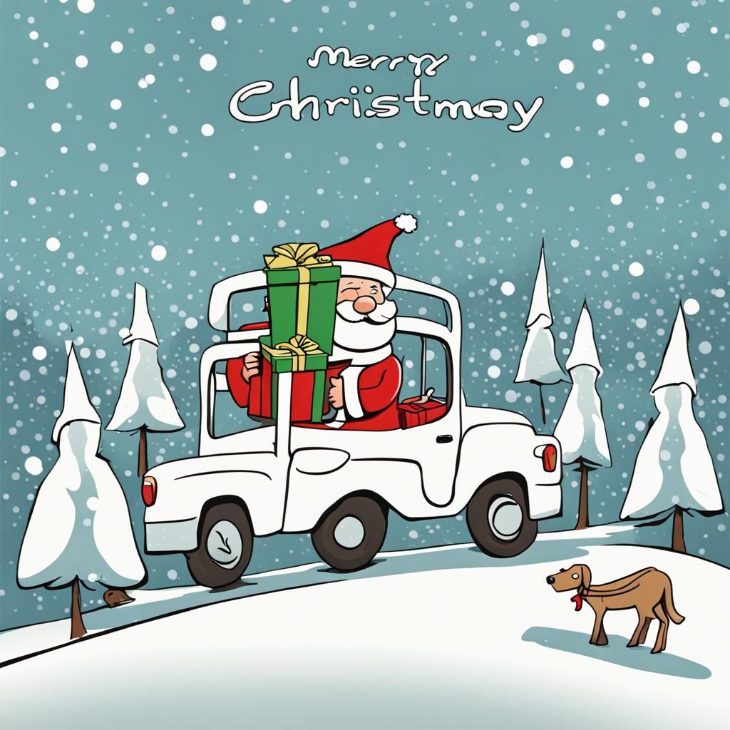 Funny Modern Cartoon Christmas Greeting Card