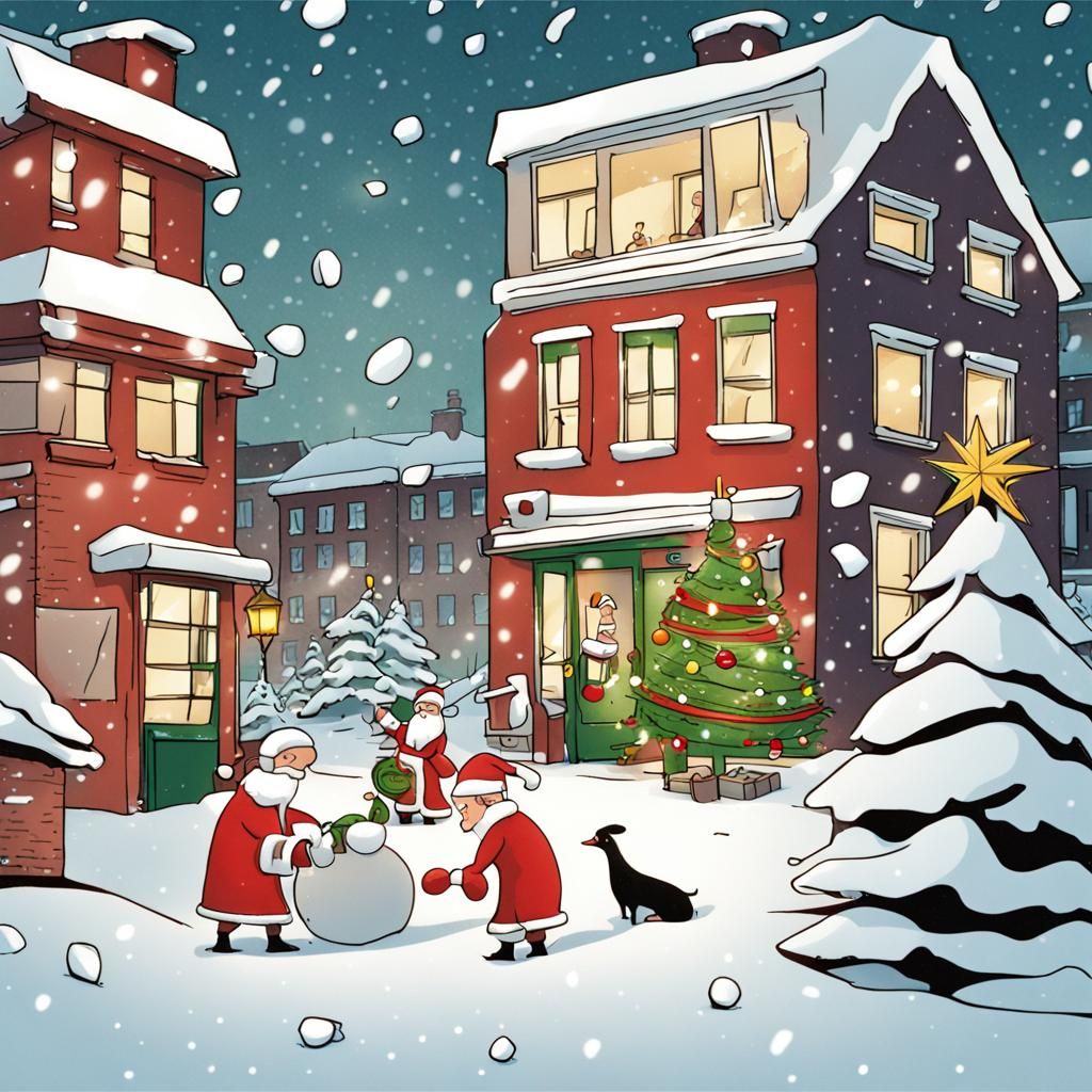 Funny Modern Cartoon Christmas Greeting Card