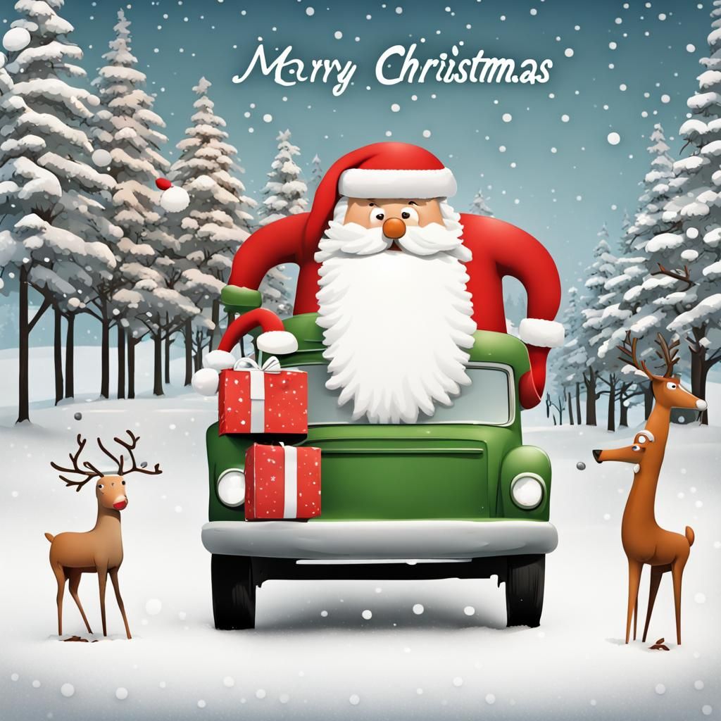 Funny Modern Cartoon Christmas Greeting Card