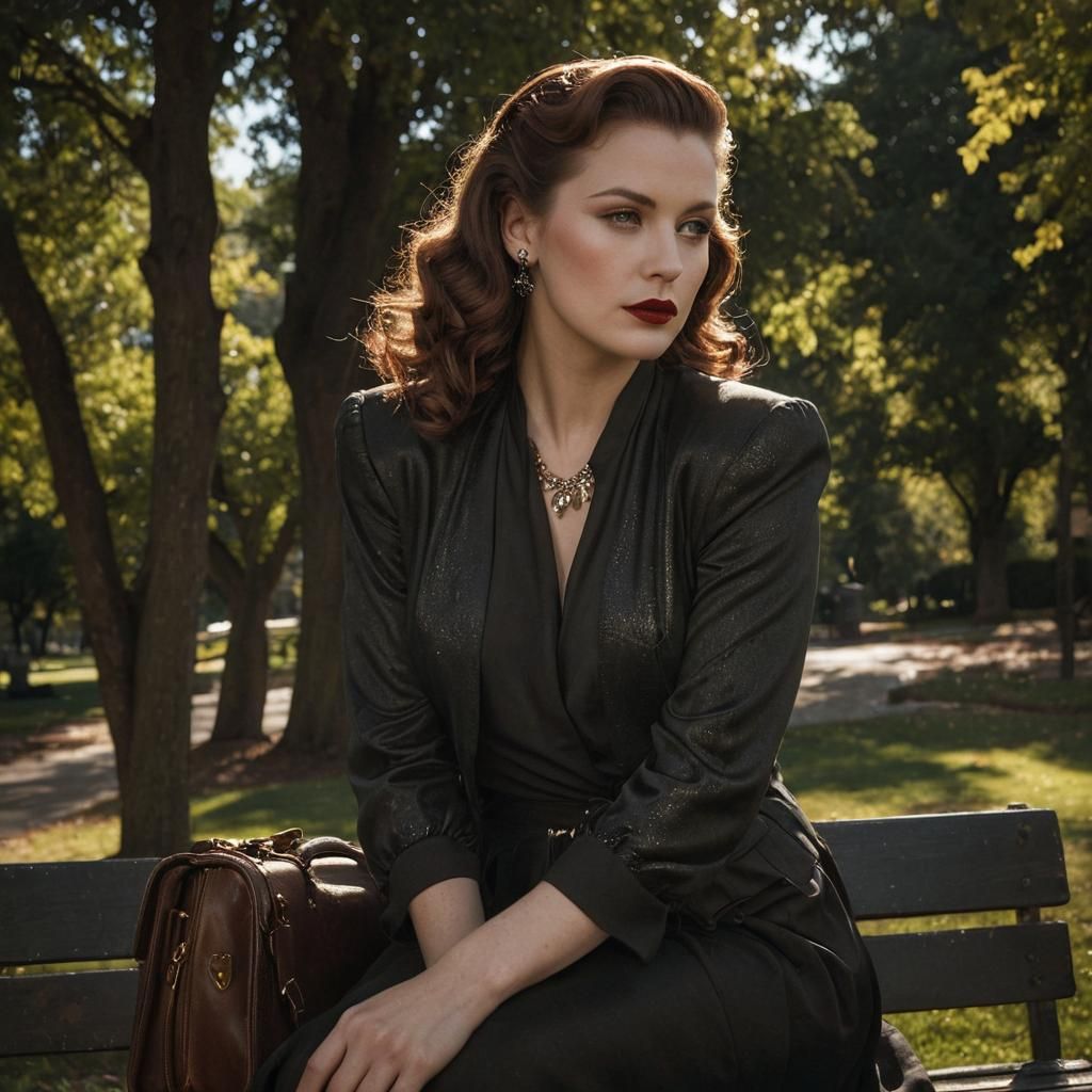 Film Noir Goddess Portrait in 1940s Style