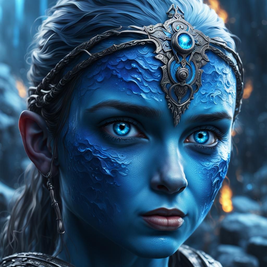 Detailed Matte Painting of Beautiful Blue Eyes