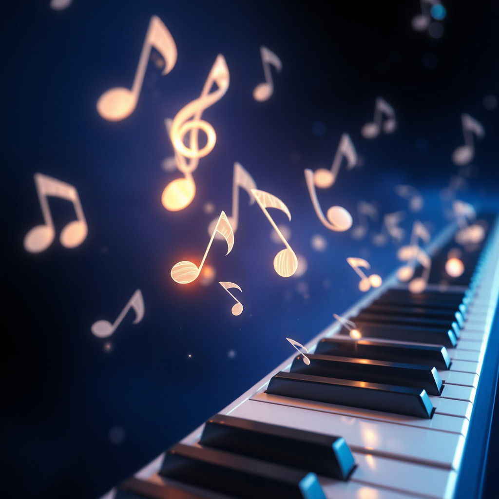 Ethereal Piano Keys in Flight: A High-Fantasy Digital Art Pi...