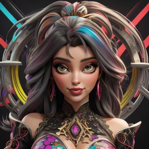 Hyperrealistic Portrait of Woman in Futuristic Jewelry