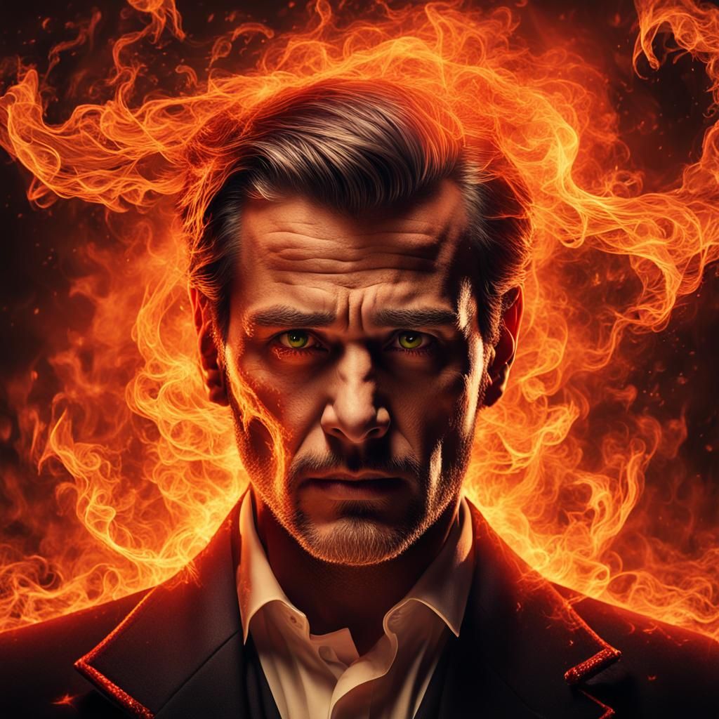 Magician Conjures Flames in Fantasy Concept Art