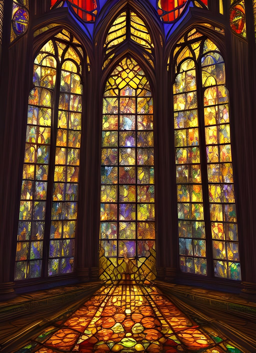 Stained Glass Castle: Hyper-Detailed Fantasy Concept Art