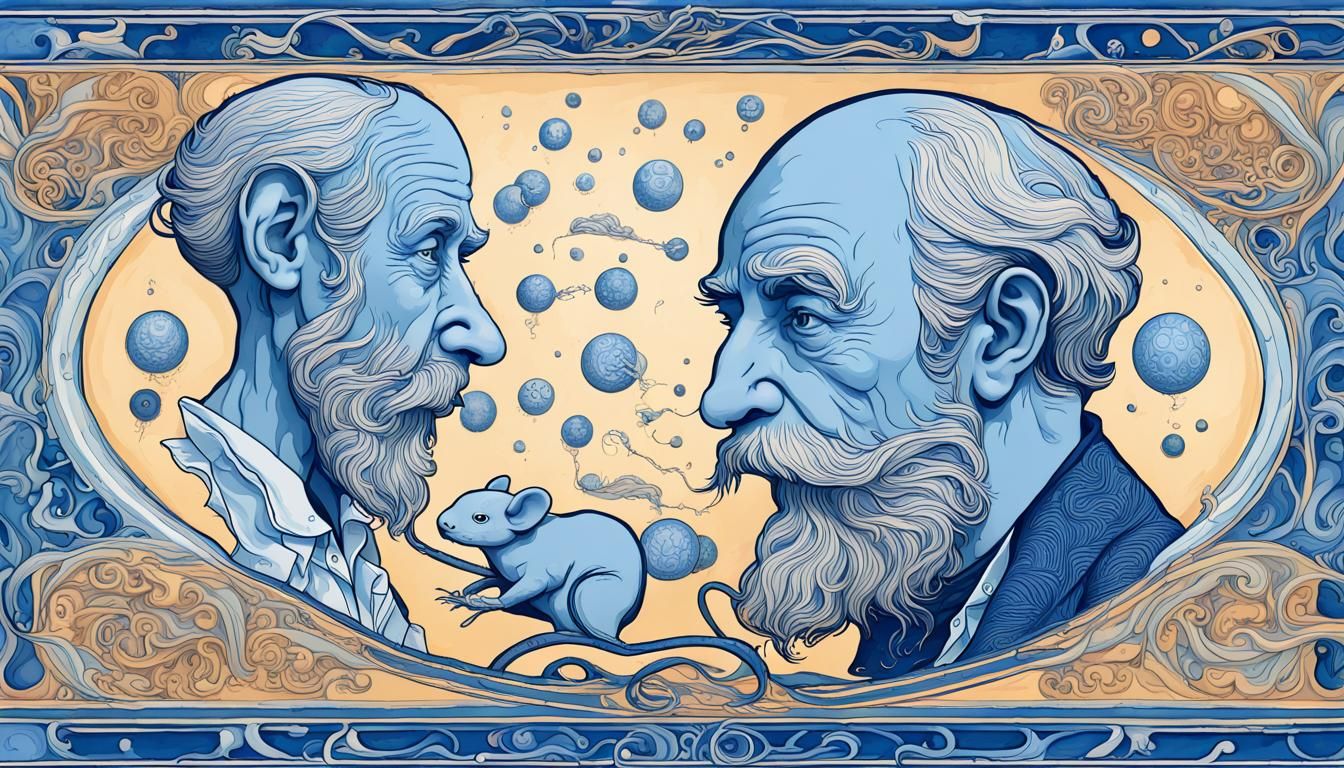 Mice Nests in Beard: Delft Blue Psychedelic Art