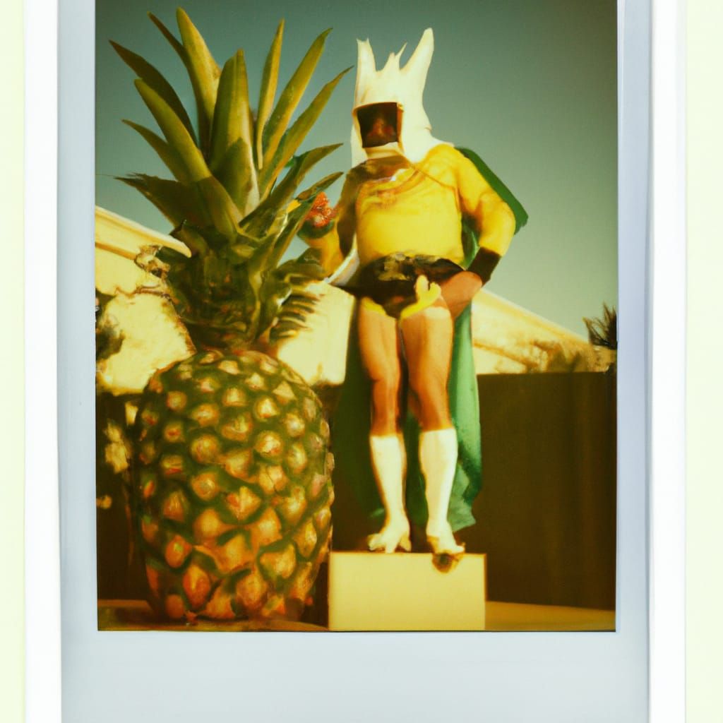 Retrofuturistic Hero on Antelope, Vintage Polaroid Style