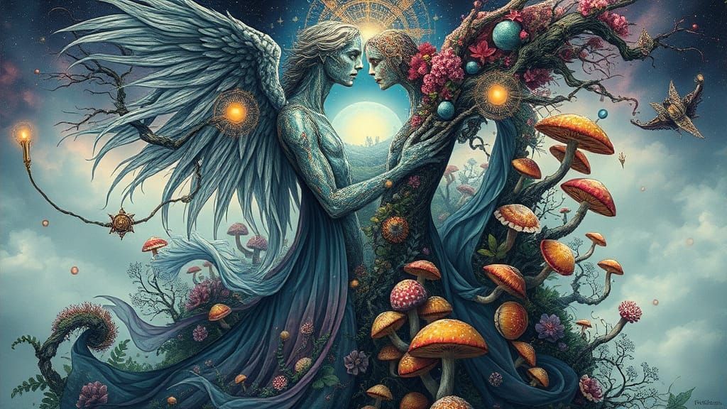 Ethereal Celestial Beings in a Surreal Dreamscape