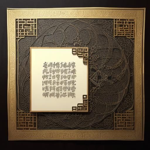 Ornate Calligraphy Tapestry in Manuscript Style