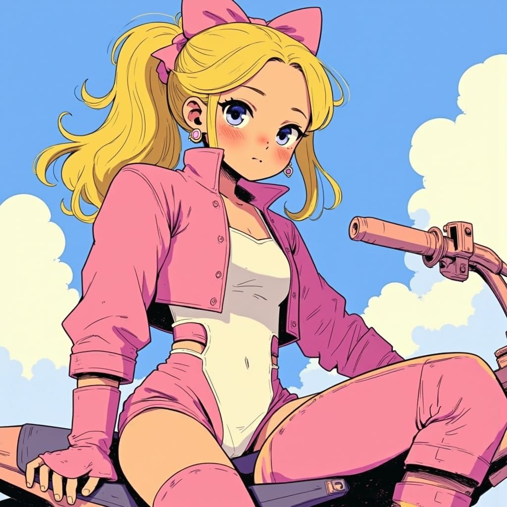 Woman on Dirtbike in Manga Style by Studio Trigger