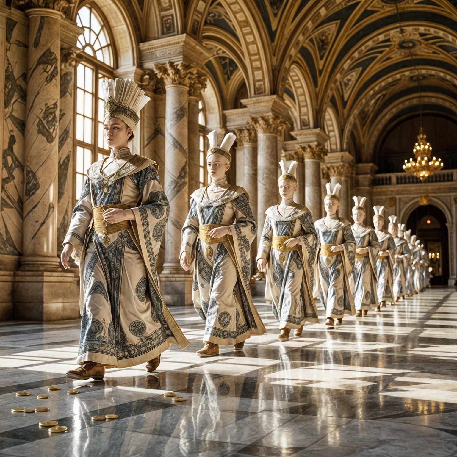 Anthropomorphic Banknotes in Grand Hall