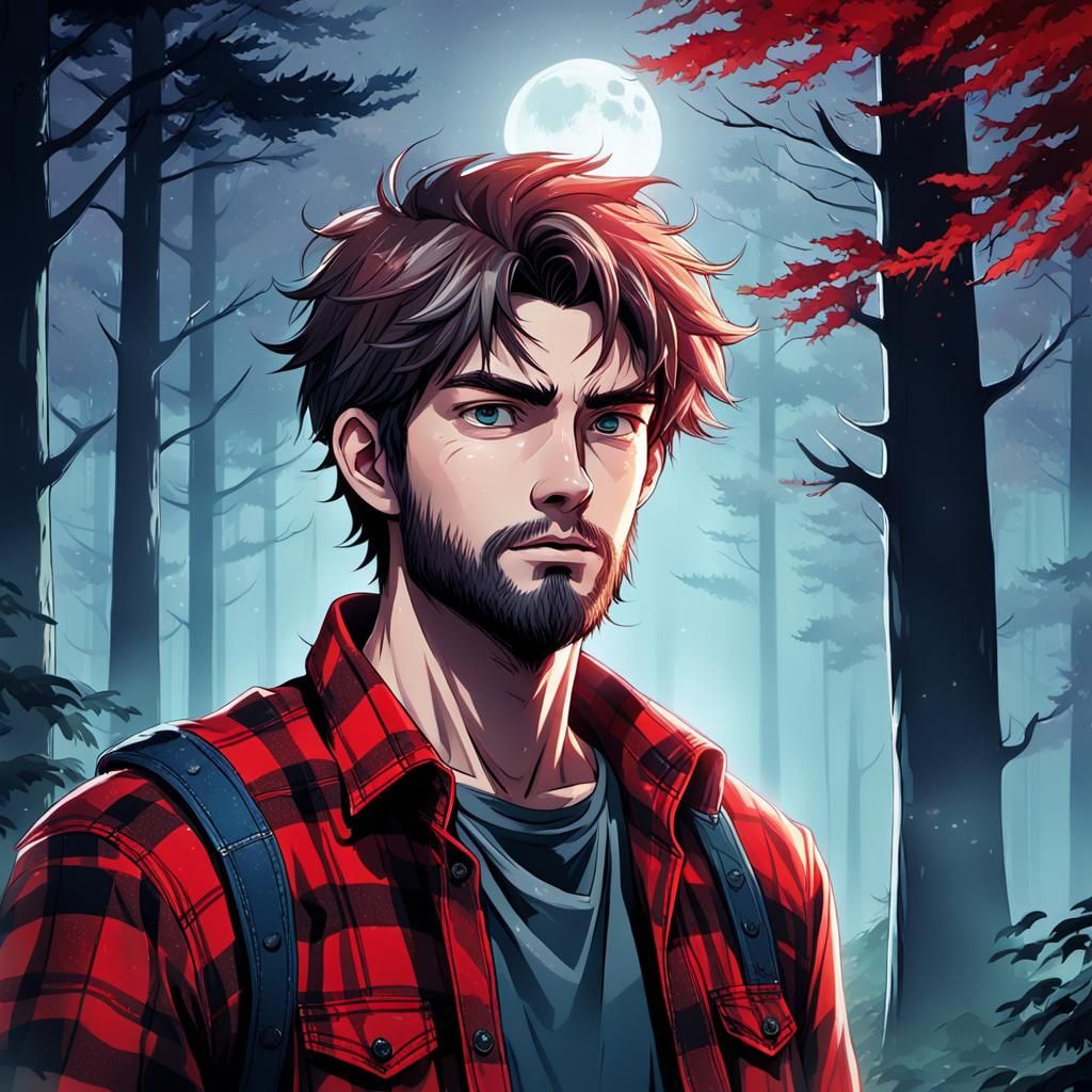 Anime Portrait of Teenager in Misty Forest