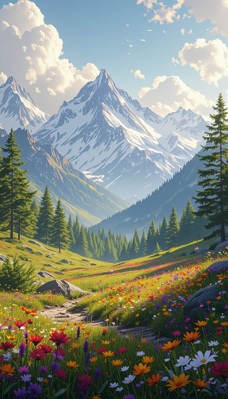 Dreamlike Landscape with Shifting Seasons as Matte Painting