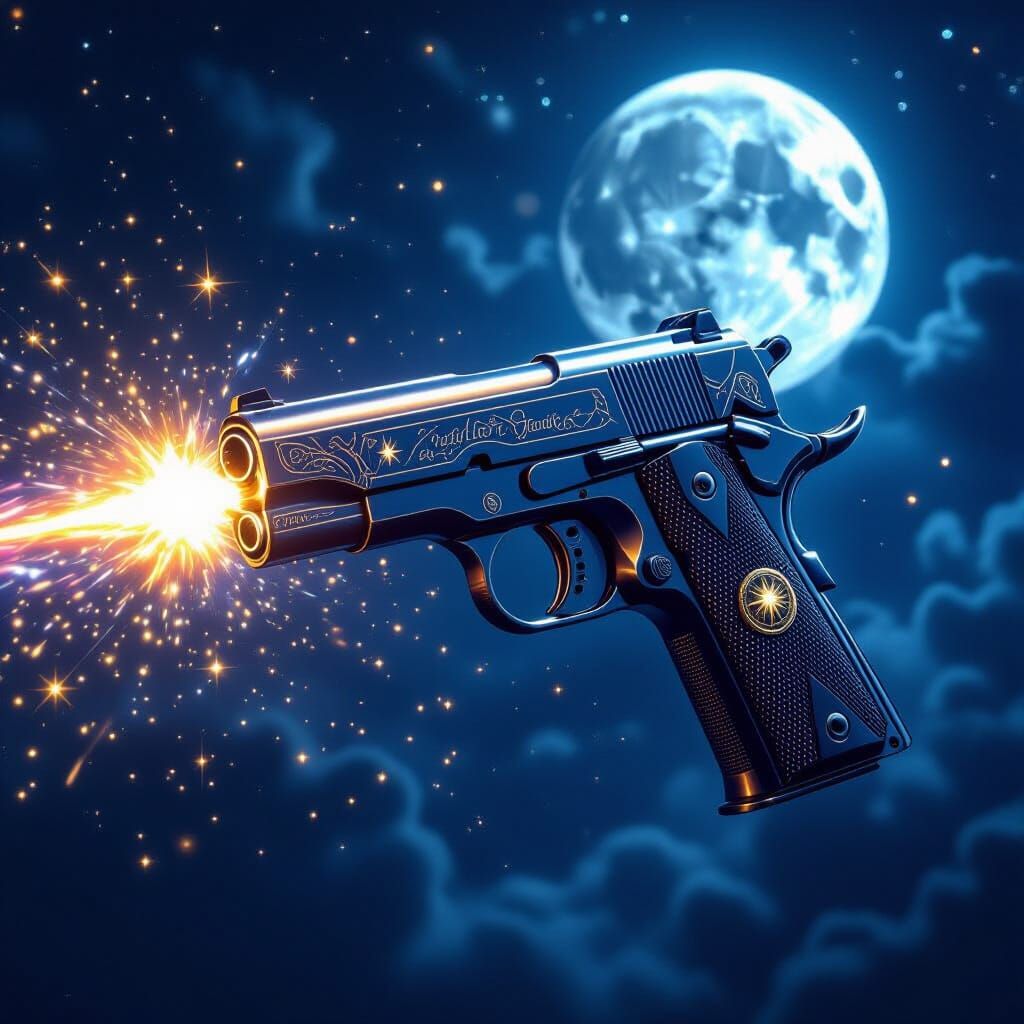 Celestial Handgun Firing Cosmic Stardust