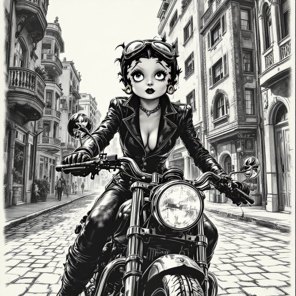 Betty boop on motocycle